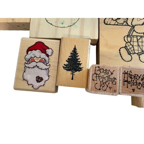 14 Wooden Mounted Rubber Stamps of Various Christmas Characters - Picture 5 of 6